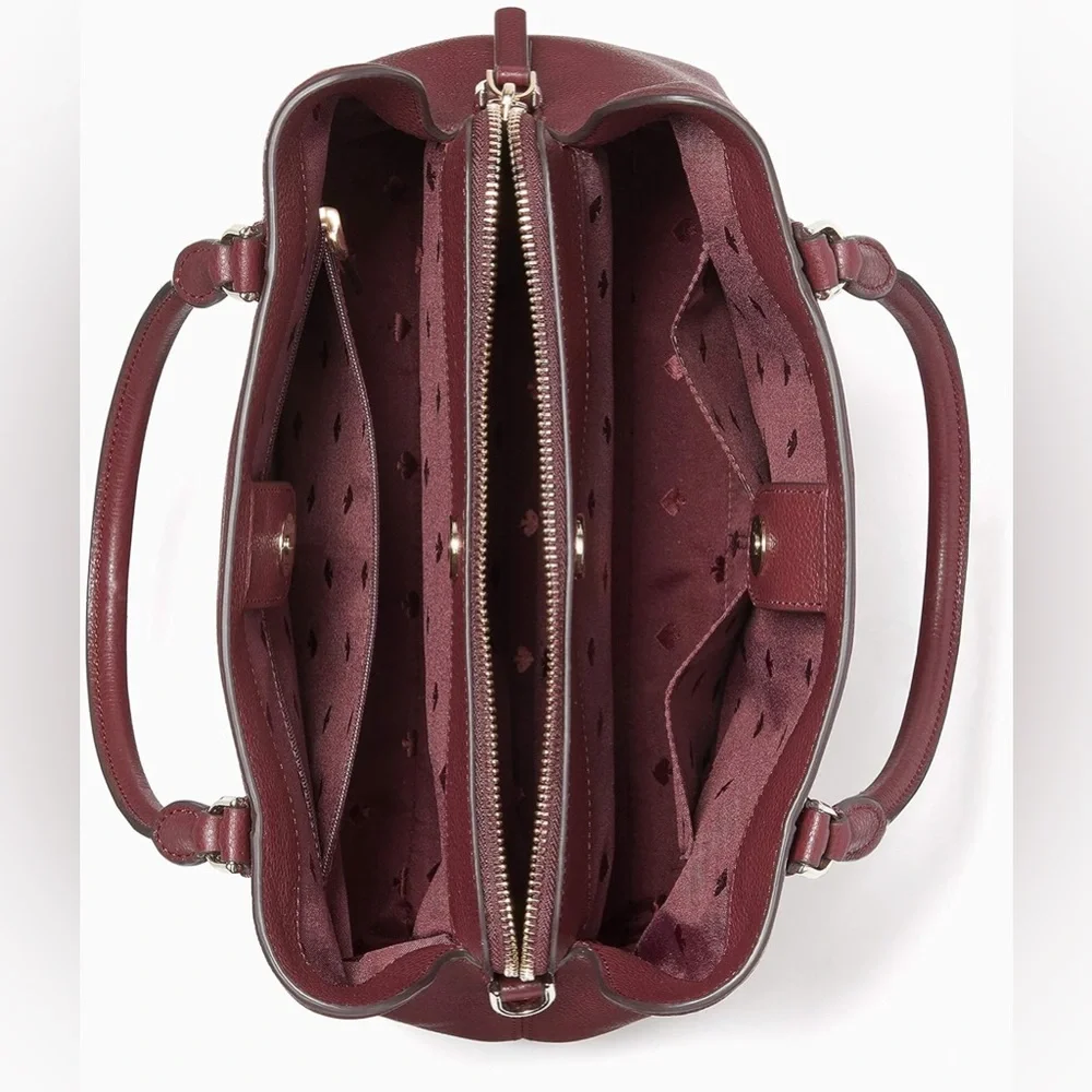 Kate Spade Jackson Pebble Leather Med. Triple Compartment Satchel Cherrywood Red